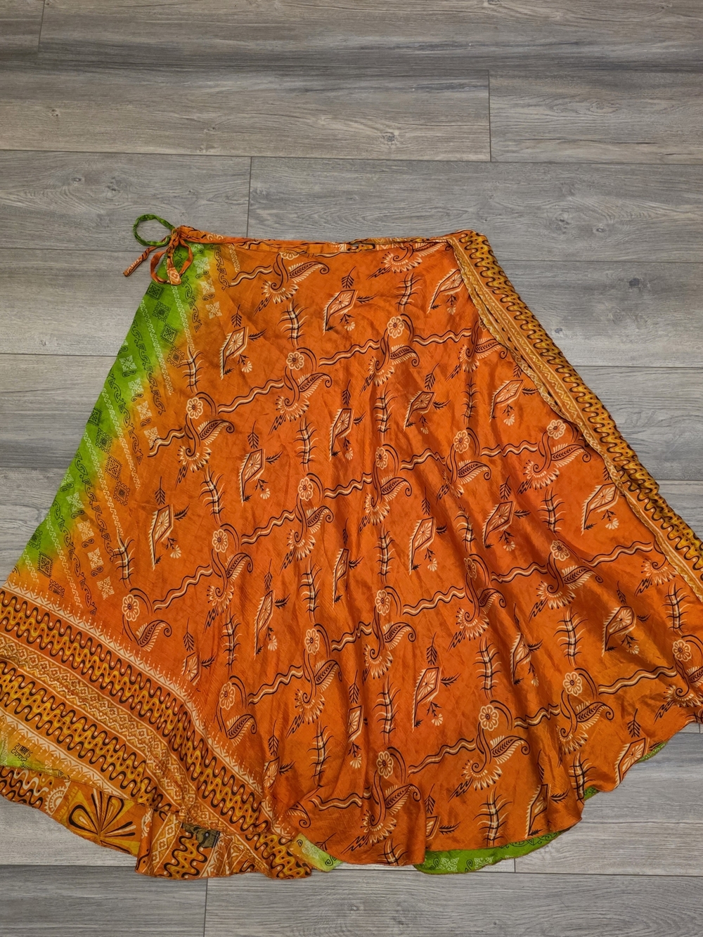 Boho Skirt One-of-a-Kind Vintage Silk Sari Magic Wrap Skirt